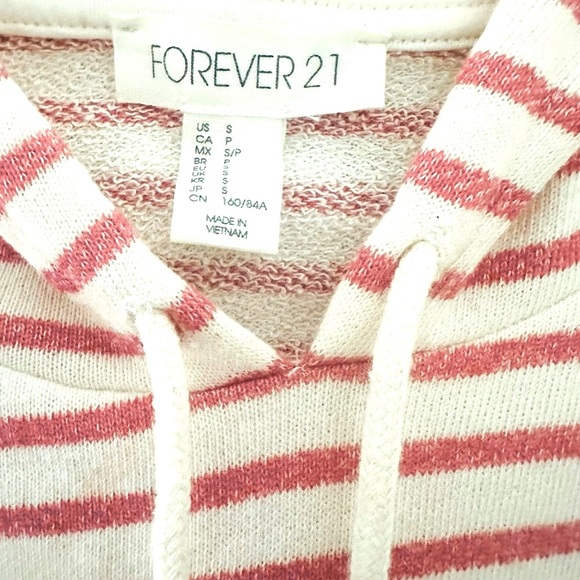 Forever 21 striped cropped with hoodie. Excellent condition. - Picture 2 of 4